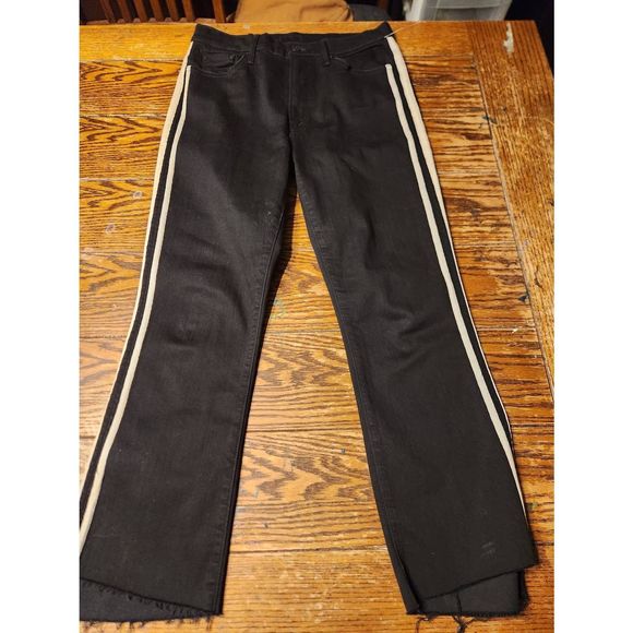 Mother jeans insider crop step fray Guilty Racer high rise black sz 30 - Picture 2 of 4